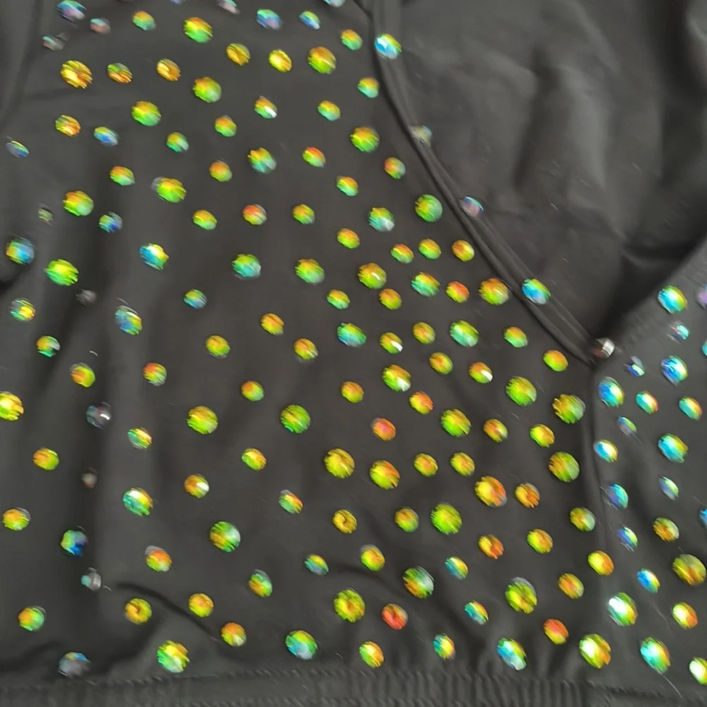 Dance costume hooded crop top Swarovski crystal rhinestones size child L